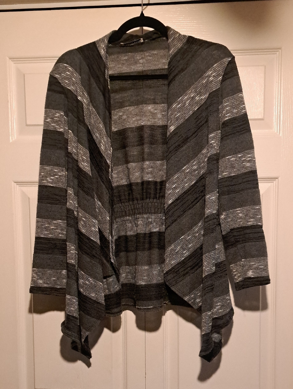🎬Women's Gray Striped Open Front Cardigan Comfortable & casual Perfect 4 Spring